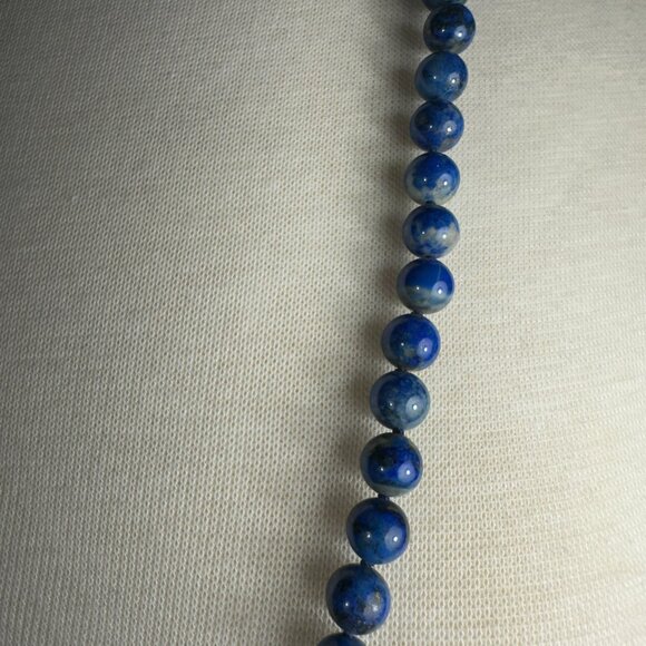NEW Vintage Genuine Natural Lapis Lazuli 9mm Bead Necklace - Picture 6 of 6